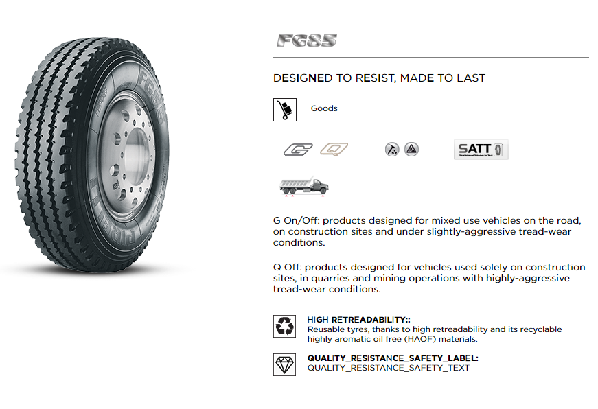 NEW 11R24.5 Pirelli TG-85 Premium O/S Drive Commercial H (16 Ply